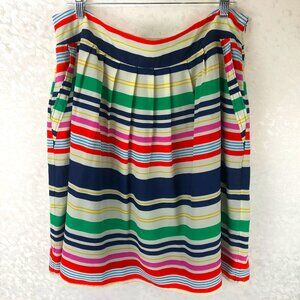 R MY Multi-Color Striped Flowy Lined Skirt with Zipper and Side Pockets Size XL